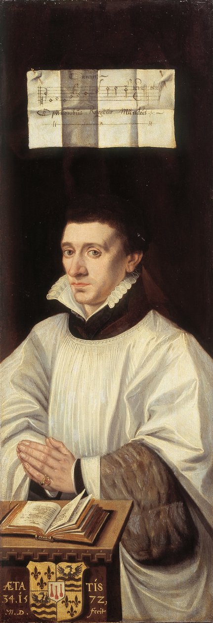 Portret księdza (wewnątrz prawej części tryptyku) autorstwa Monogrammist N.D.