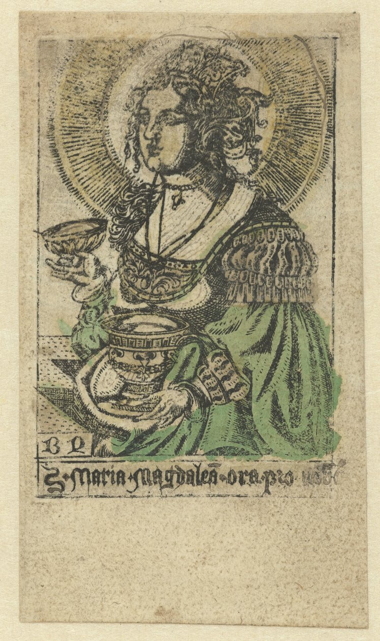 Maria Magdalena Św. Maria Magdalena módl się za nami (tytuł na przedmiocie) autorstwa Monogrammist BD (graveur)