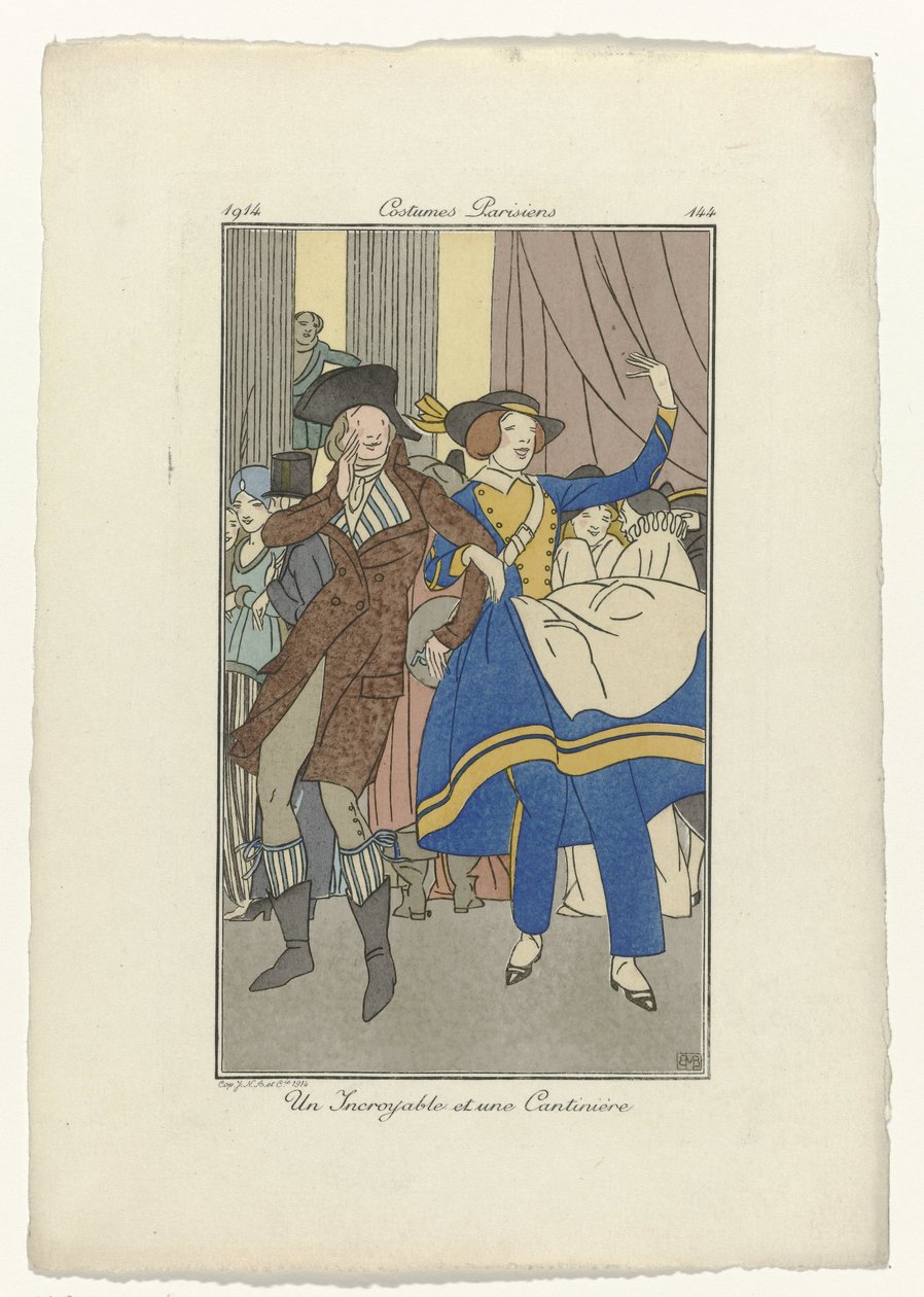 Journal des Dames et des Modes, Costumes Parisiens, 1914, nr 144: Niewiarygodny i Cantinière autorstwa Monogrammist BMB