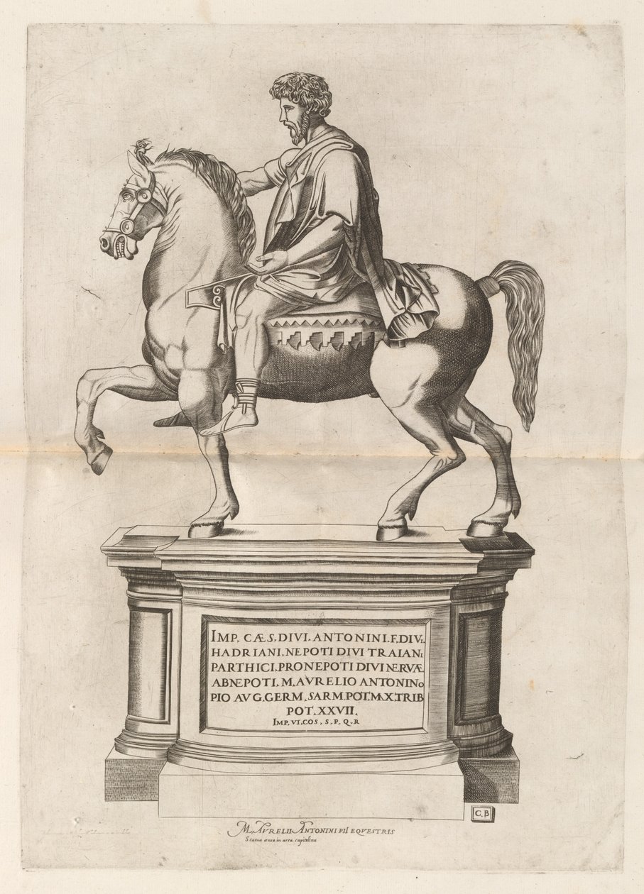 Posąg konny Marka Aureliusza autorstwa Monogrammist CB after Nicolaus Beatrizet