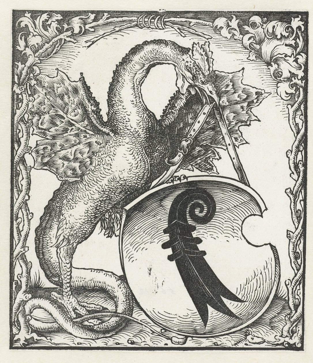 Smok z herbem Bazylei autorstwa Monogrammist DS (graveur) (attributed to)