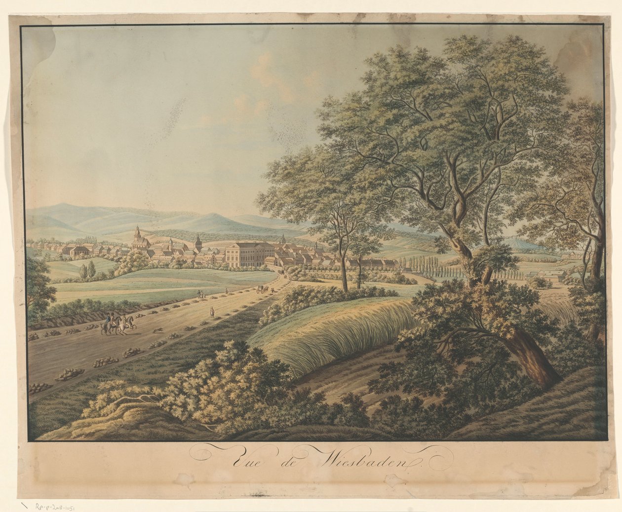 Widok na Wiesbaden Vue de Wiesbaden (tytuł na obiekcie) autorstwa Monogrammist DS (graveur)