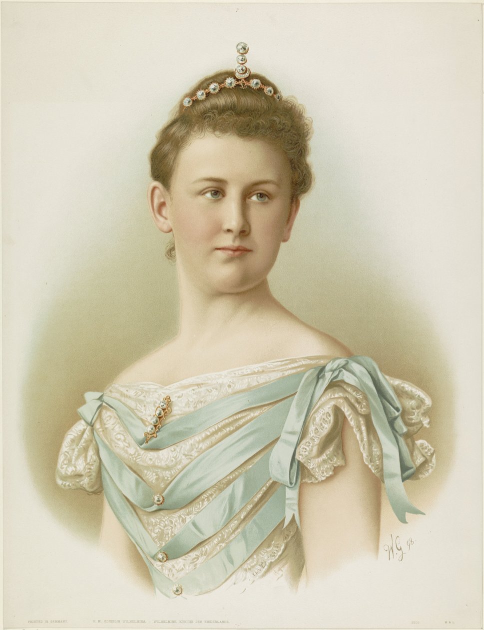 Portret Wilhelminy, królowej Holandii autorstwa Monogrammist WG
