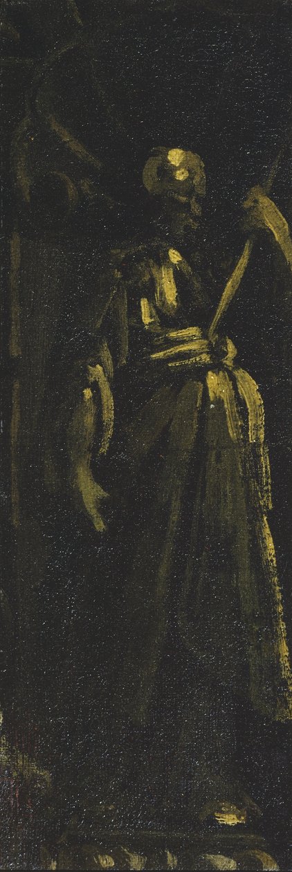 Święty stojący w niszy (fragment), ok. 1610-40 (olej na płótnie) autorstwa Monsu Desiderio