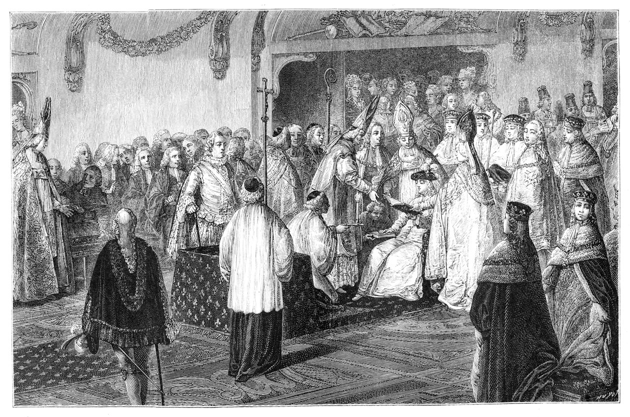 Koronacja Ludwika XV, 1715, 1885 autorstwa Moreau