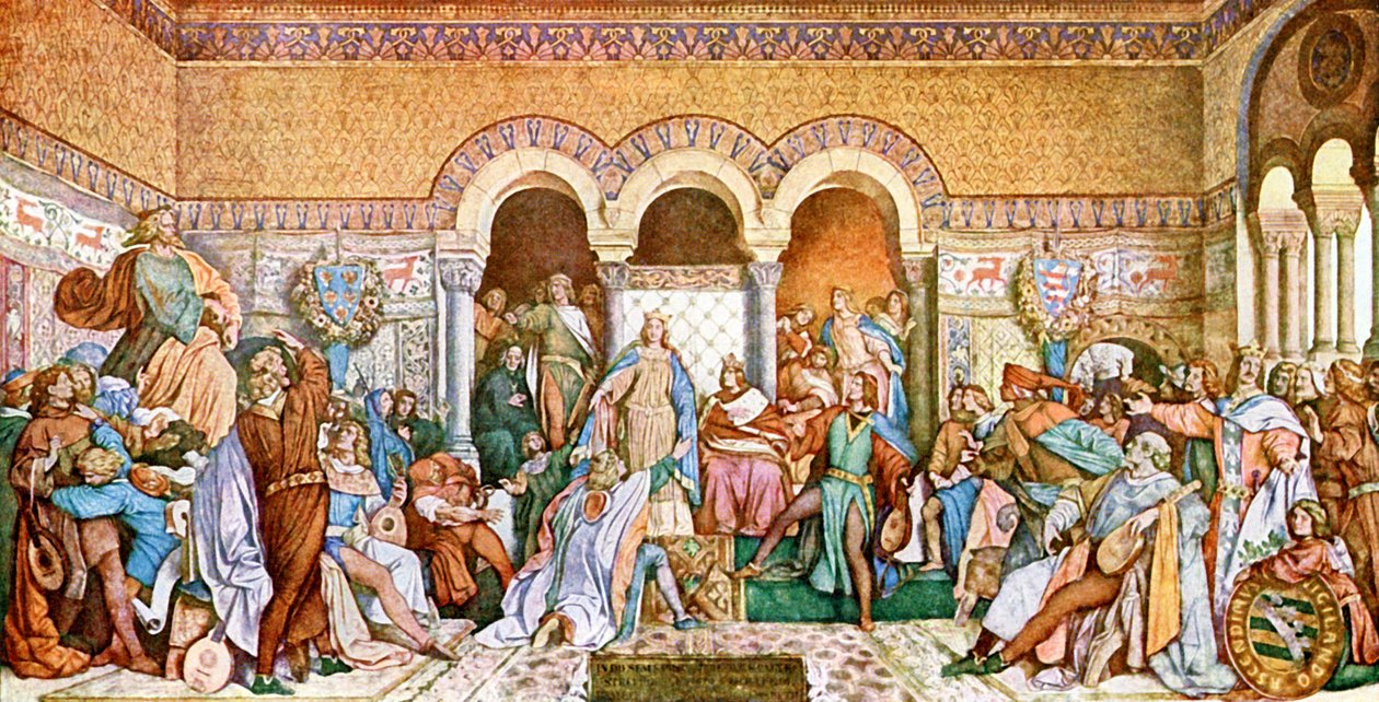 Konkurs Śpiewaków na Zamku Wartburg autorstwa Moritz Ludwig von Schwind