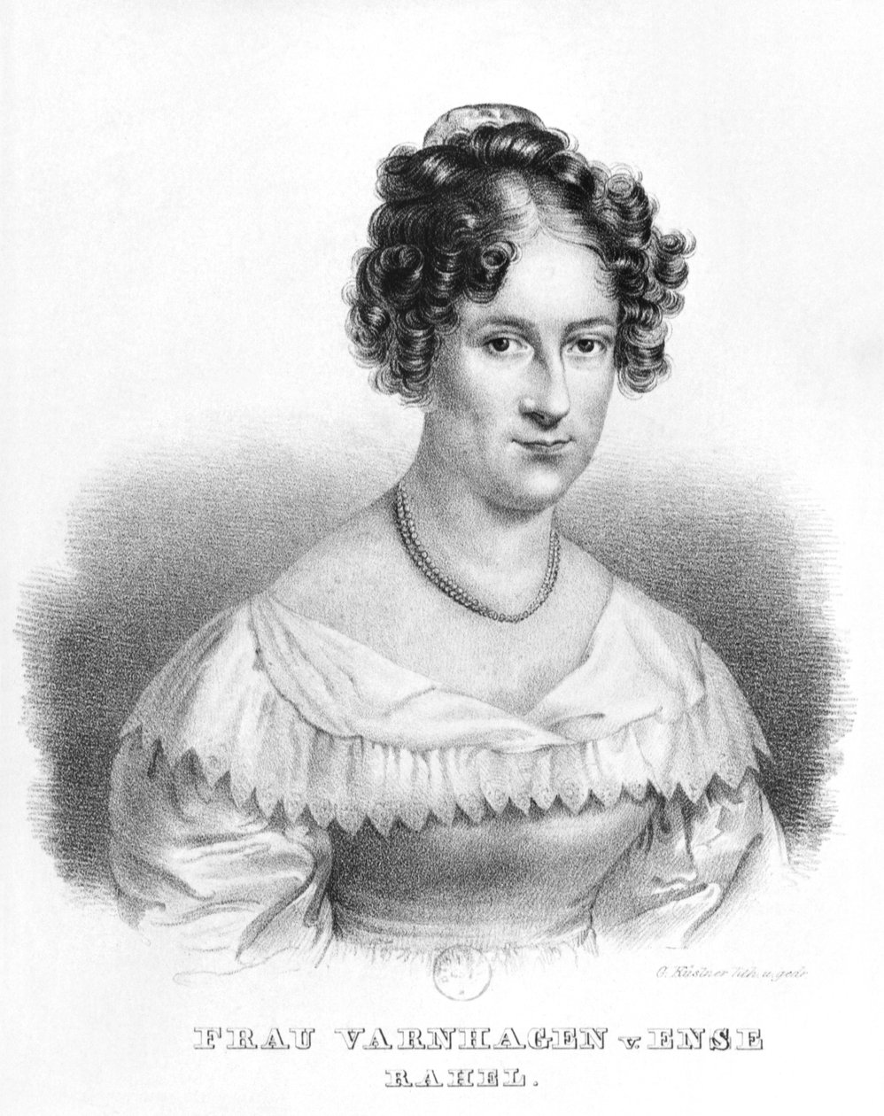 Portret Rahel Varnhagen von Ense (1771-1833) urodzonej w Levin, rytowany przez Gottfrieda Kustnera (1800-64) autorstwa Moritz Michael Daffinger