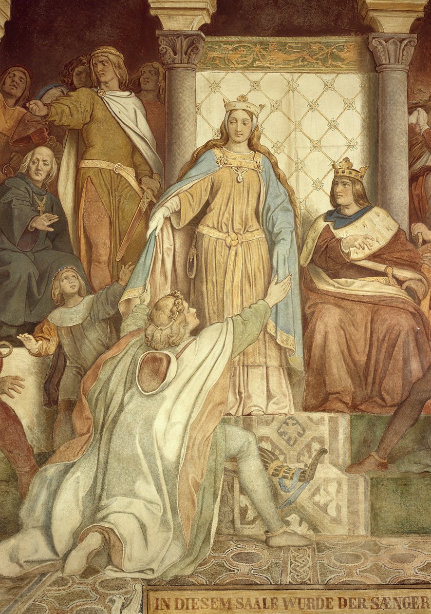 Detal Der Saengerkreis, zamek Wartburg, ok.184555 autorstwa Moritz Ludwig von Schwind