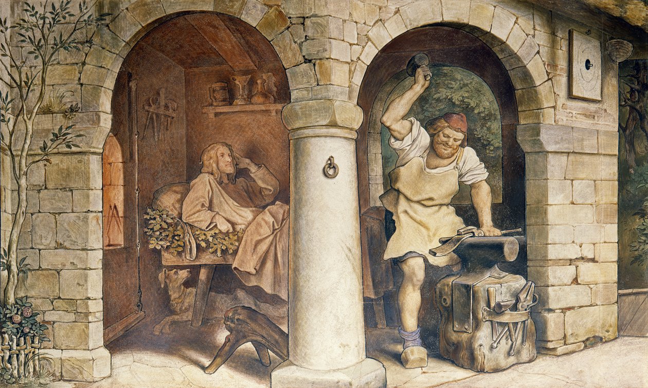 Kowal z Ruhla, ok. 1854 (szczegóły) (patrz także 311146) autorstwa Moritz Ludwig von Schwind
