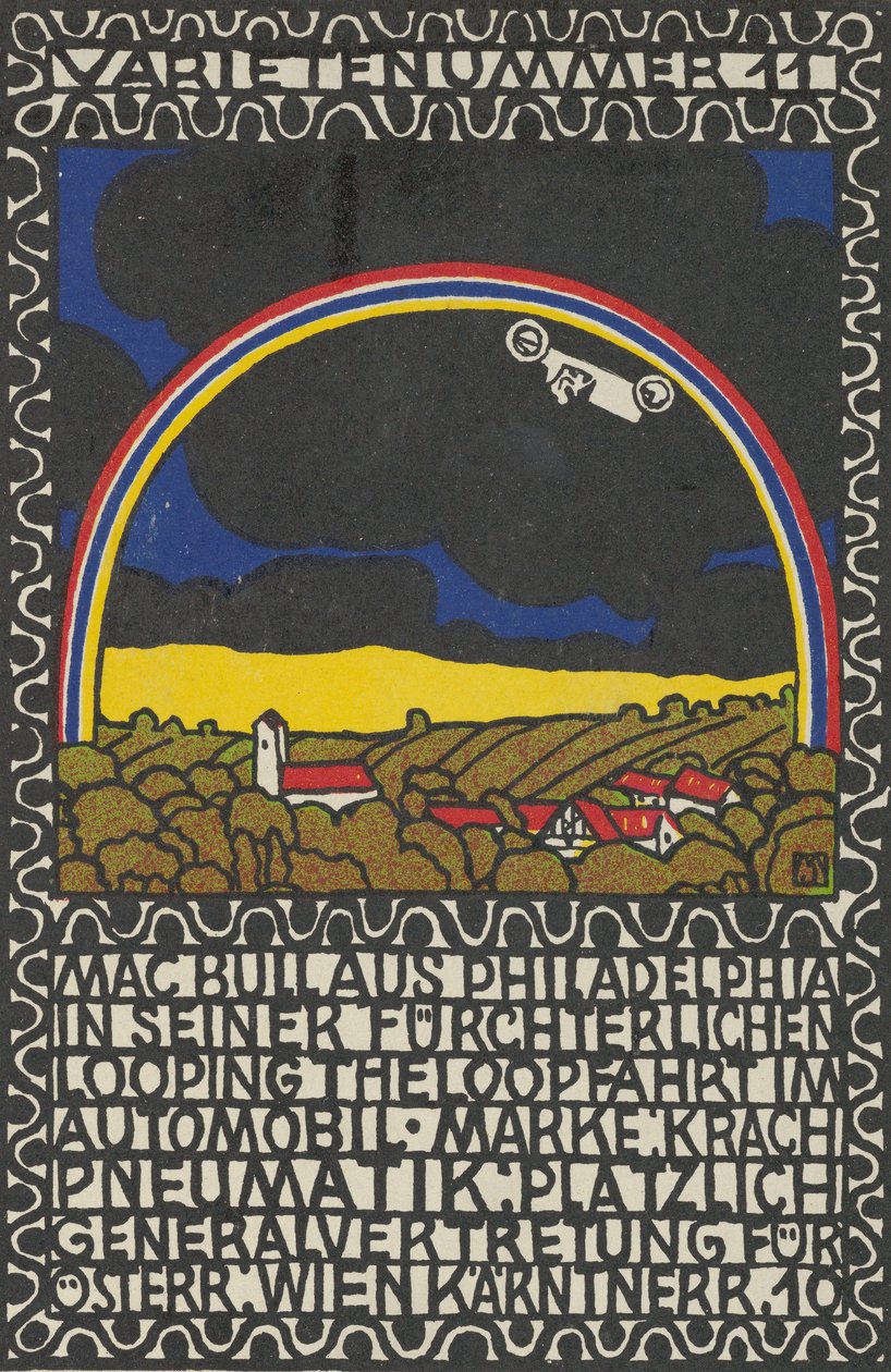 Variety Act 11: Mac Bull z Filadelfii w swojej przerażającej jeździe na pętli w swoim samochodzie ..., 1907. autorstwa Moritz Jung
