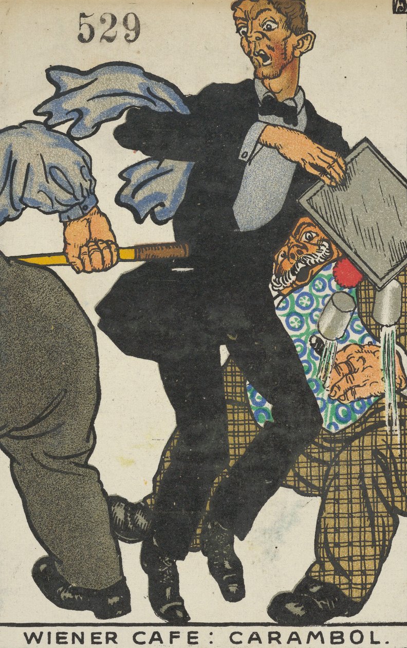 Kawiarnia wiedeńska: Carom Wiener Kawiarnia: Carabol, 1911. autorstwa Moritz Jung
