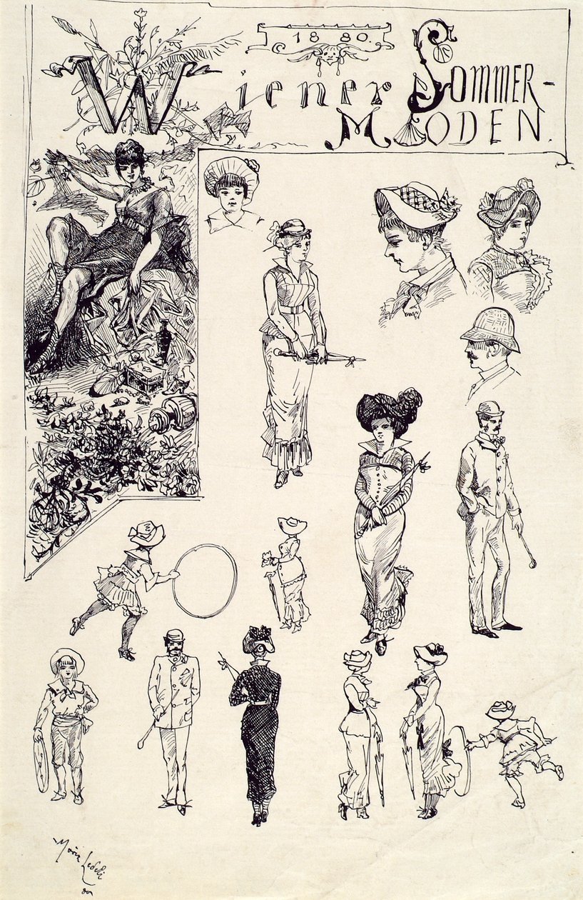 Typy wiedeńskie 1880 (wiedeńskie mody letnie) autorstwa Moritz Ledeli