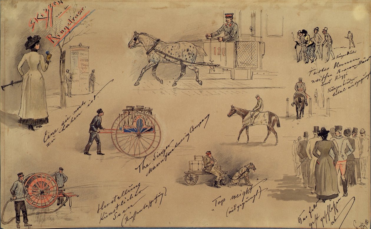 Czcionki wiedeńskie 1883 (szkice z Ringstrasse) autorstwa Moritz Ledeli