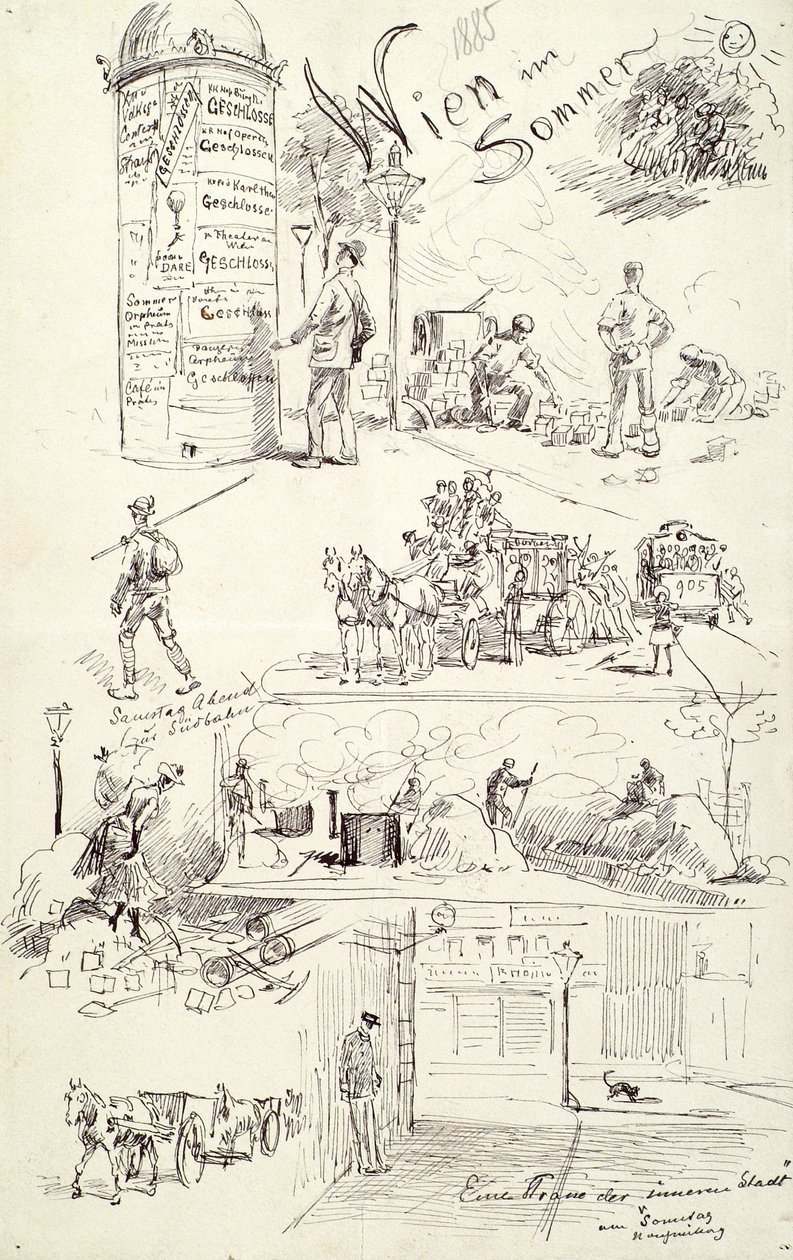 Typy wiedeńskie 1885 (Wiedeń latem) autorstwa Moritz Ledeli