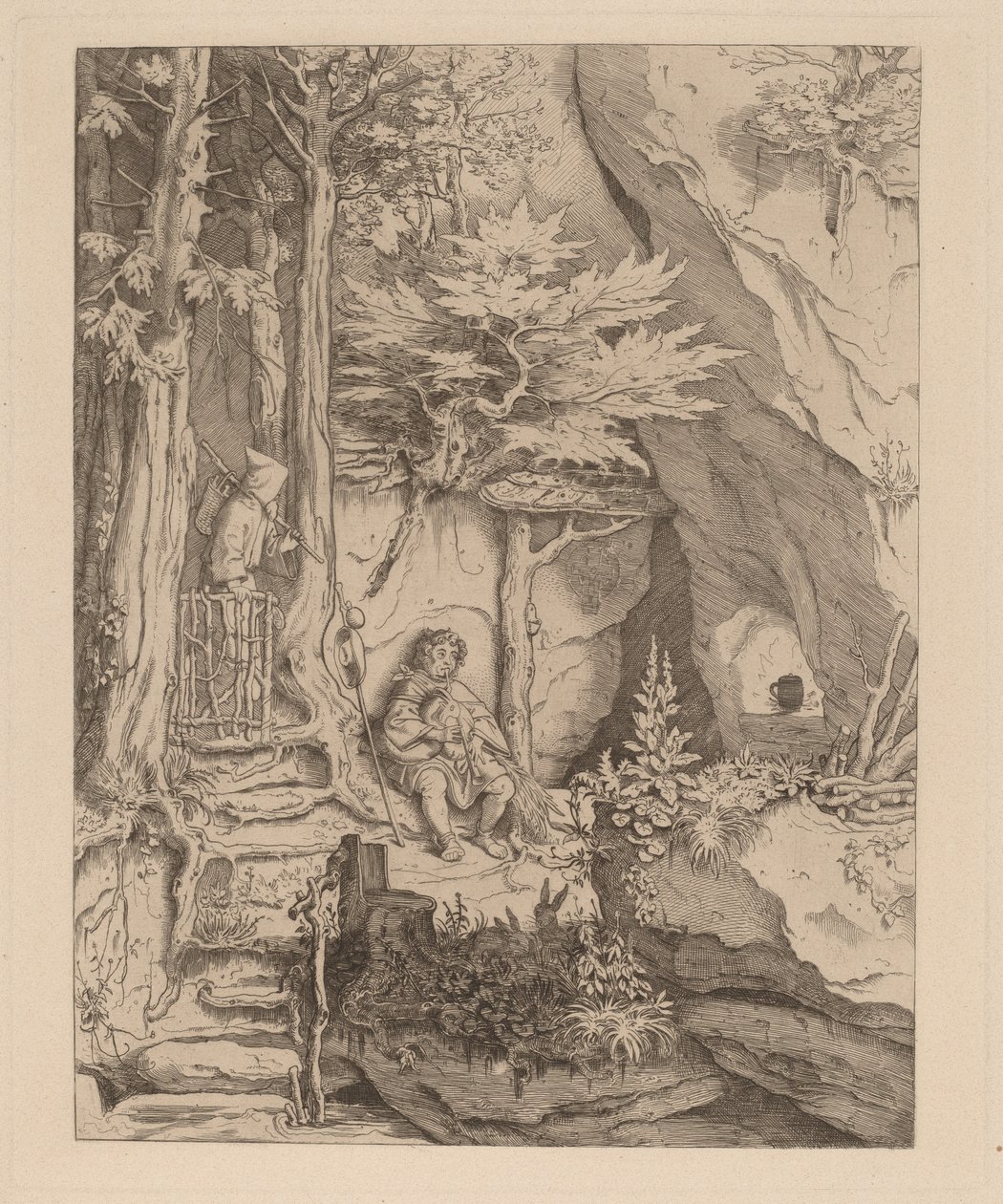 Mnich z dudziarzem autorstwa Moritz Ludwig von Schwind