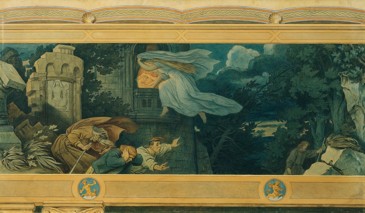 Piękna Meluzyna: IX. Ból matki Melusine autorstwa Moritz Ludwig von Schwind