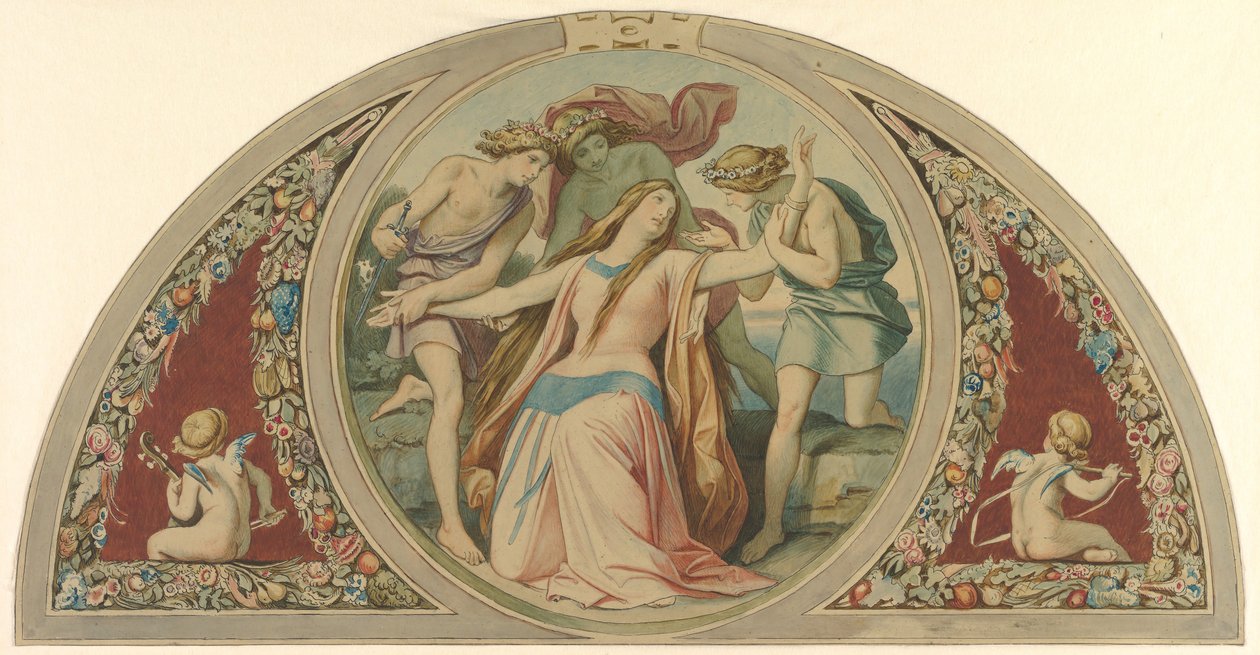 Trzech chłopców ratuje rozpaczającą Paminę przed samobójstwem, 1864. autorstwa Moritz Ludwig von Schwind