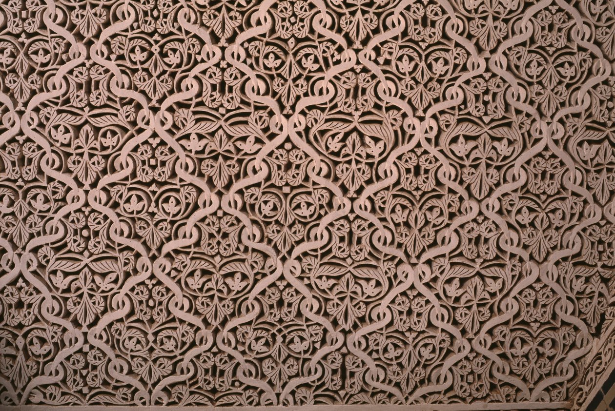 Kasbah of Thamiel glaoui, sztukaterie, detal (ceramika) autorstwa Moroccan School