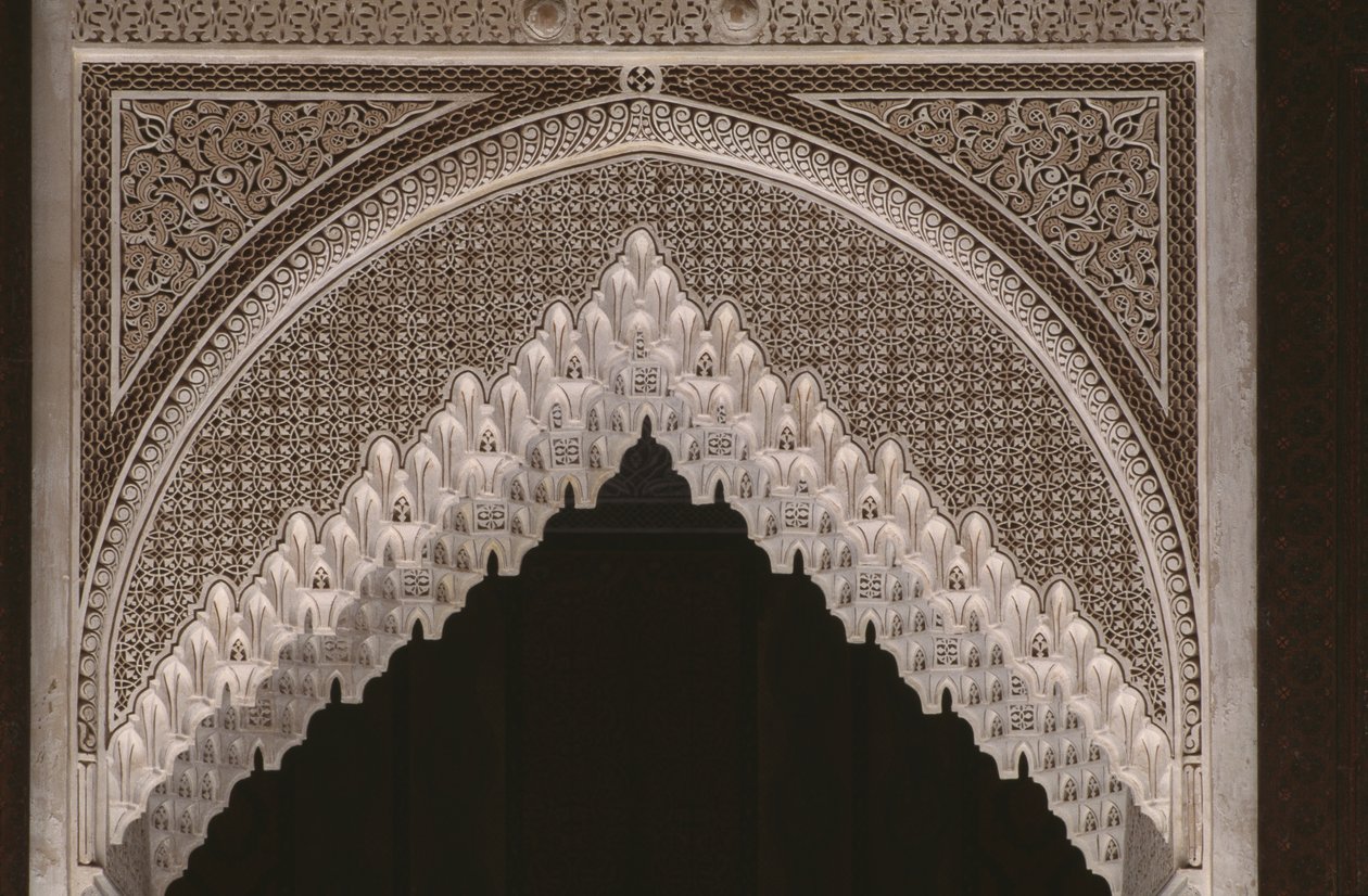 Kasbah of Thamiel glaoui, sztukaterie, detal (ceramika) autorstwa Moroccan School