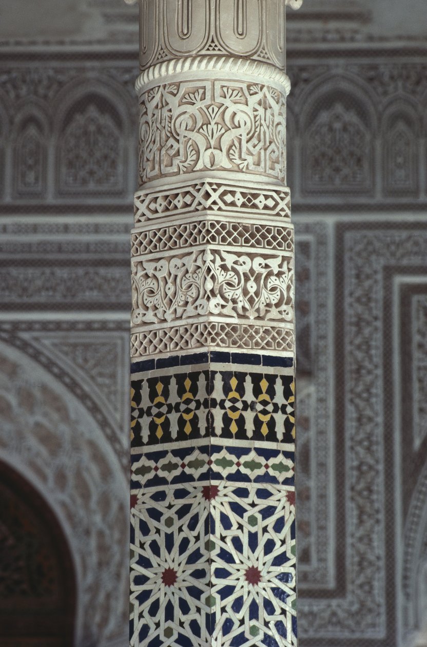 Kasbah of Thamiel glaoui, płytki zellij, detal (ceramika) autorstwa Moroccan School