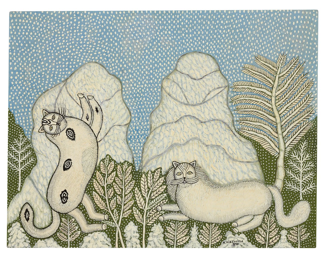 Koty na śniegu autorstwa Morris Hirshfield