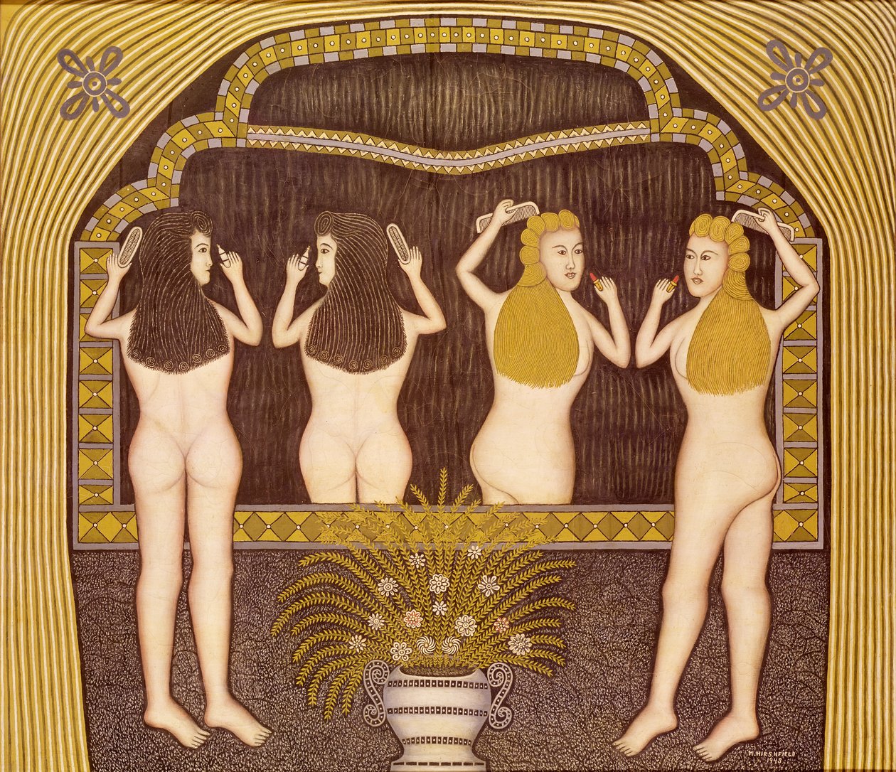 Dwie kobiety przed lustrem autorstwa Morris Hirshfield