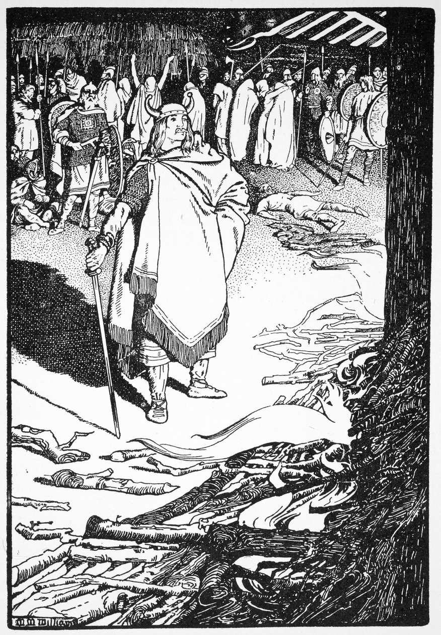 „Wyjdź, Gospodyni”, zawołała Flosi do Bergthory, 1913 autorstwa Morris Meredith Williams
