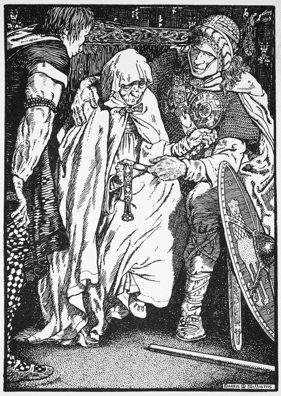 „Olaf wziął staruszkę w ramiona”, X lub XI wiek 1913 r. autorstwa Morris Meredith Williams
