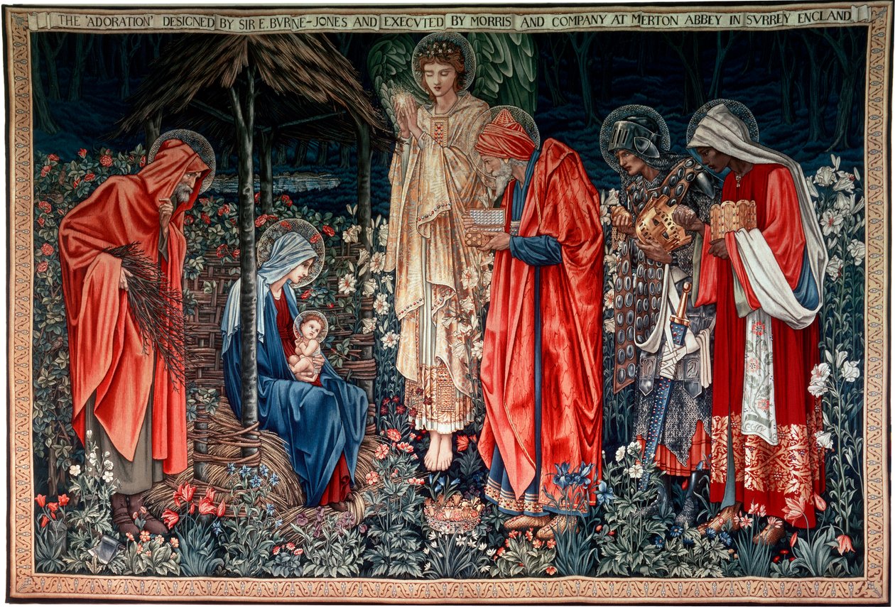„Adoracja Trzech Króli”, gobelin, 1890 autorstwa Morris and Co