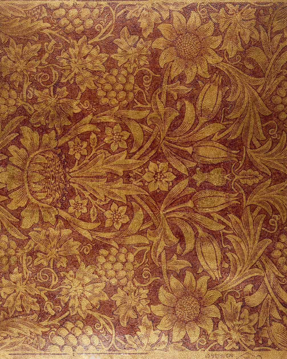 Tapeta "Słonecznik" (papier drukowany, złocony i lakierowany) autorstwa Morris and Company