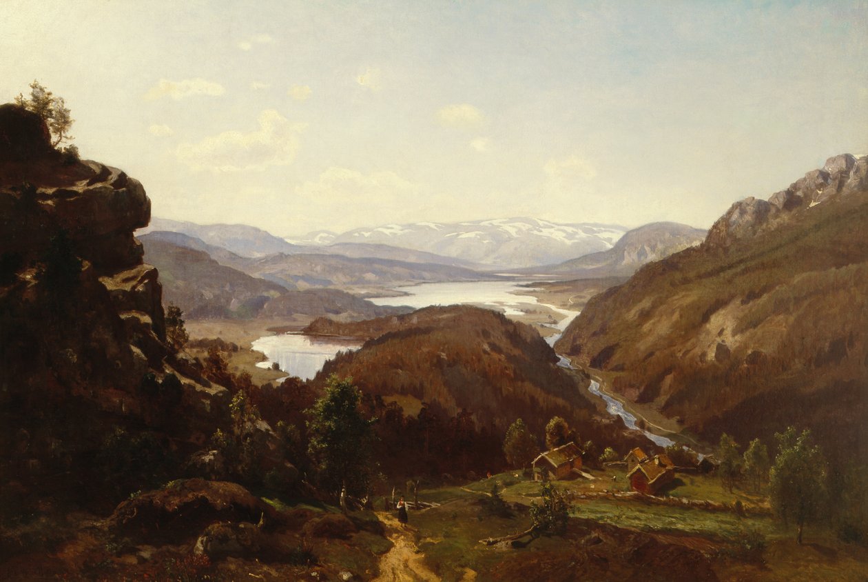 Widok na Al w Hallingdal 1871 autorstwa Morten Muller