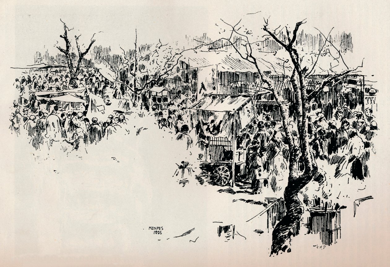 Scena uliczna w Asakusa, c1897 autorstwa Mortimer L Menpes