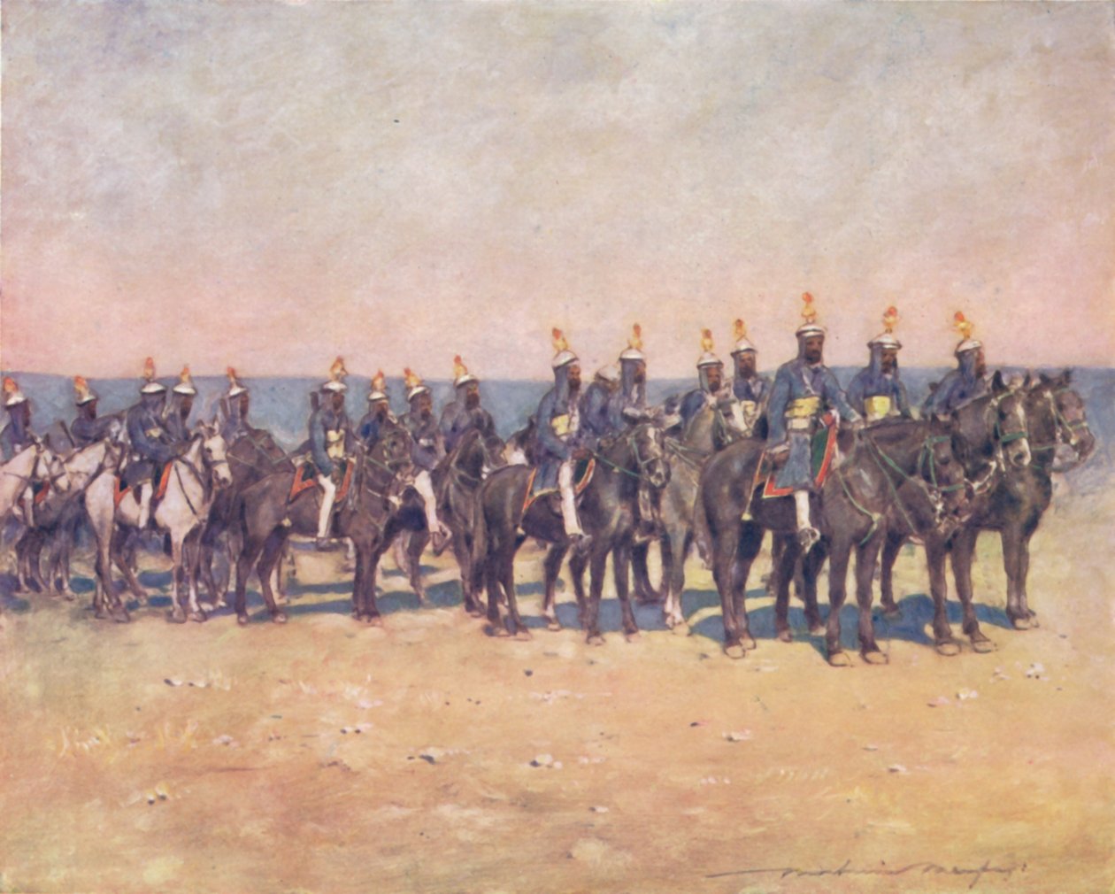 „Jeźdźcy w zbroi z Kishengarh”, 1903 autorstwa Mortimer L Menpes