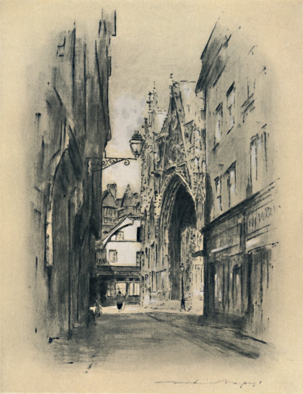 Katedra w Lillebonne, 1903 autorstwa Mortimer L Menpes
