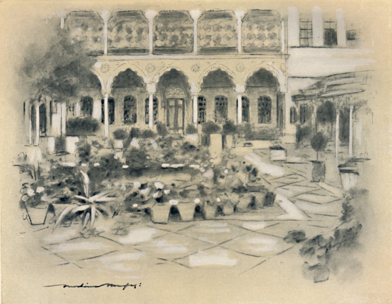 „Dziedziniec w Damaszku”, 1903 autorstwa Mortimer L Menpes