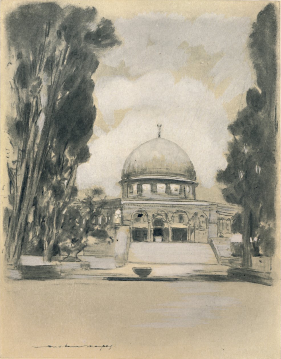 „Meczet Omara, Jerozolima”, 1903 autorstwa Mortimer L Menpes