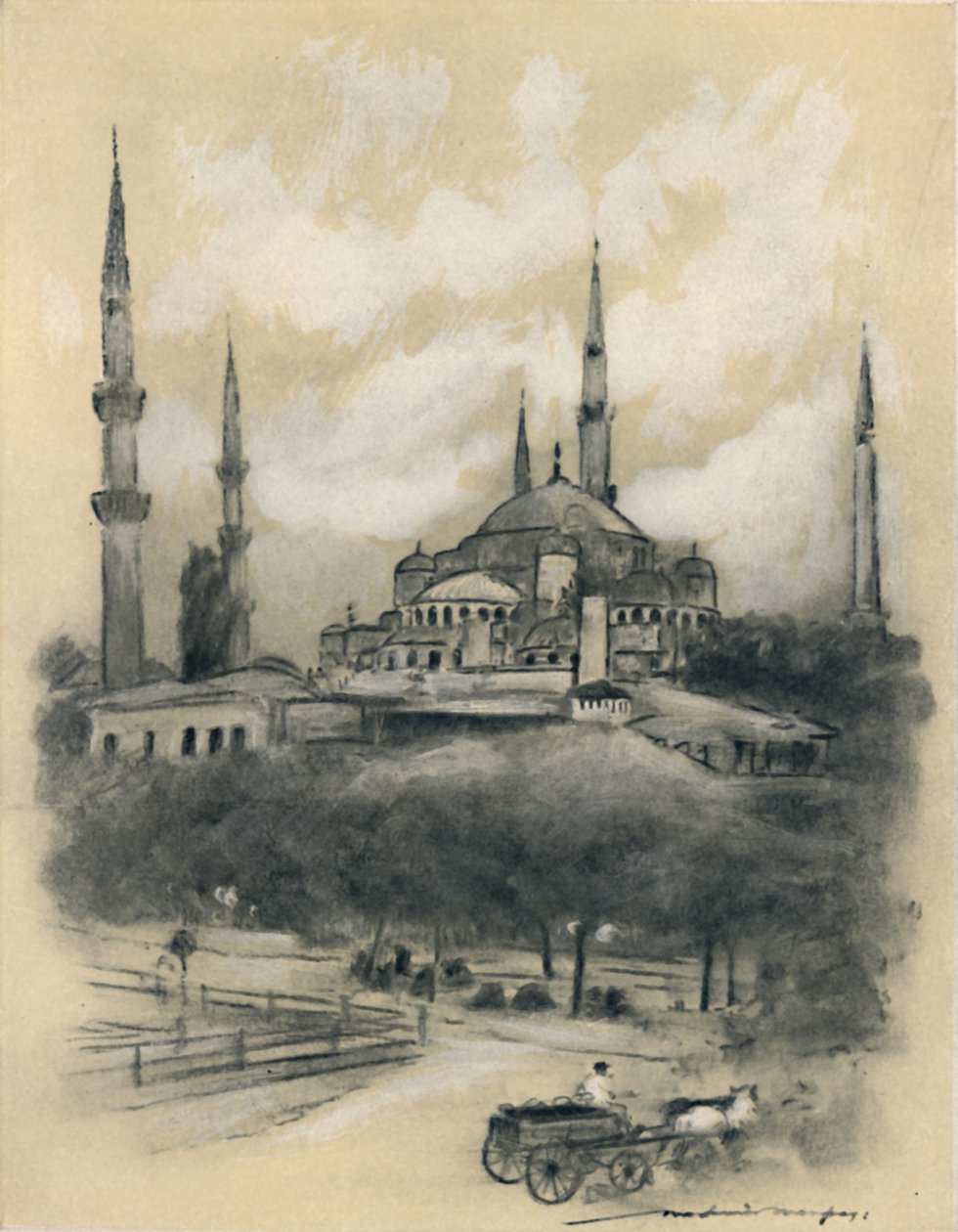 „Meczet św. Zofii, Konstantynopol”, 1903 autorstwa Mortimer L Menpes