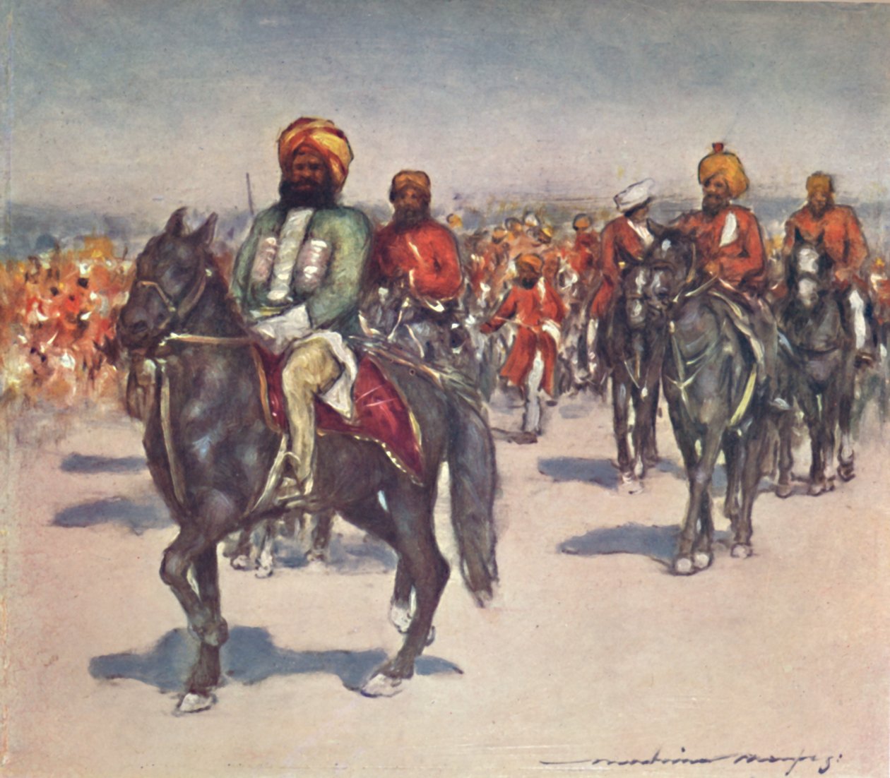 „Native Horsemen w przeglądzie Native Retainers”, 1903 autorstwa Mortimer L Menpes