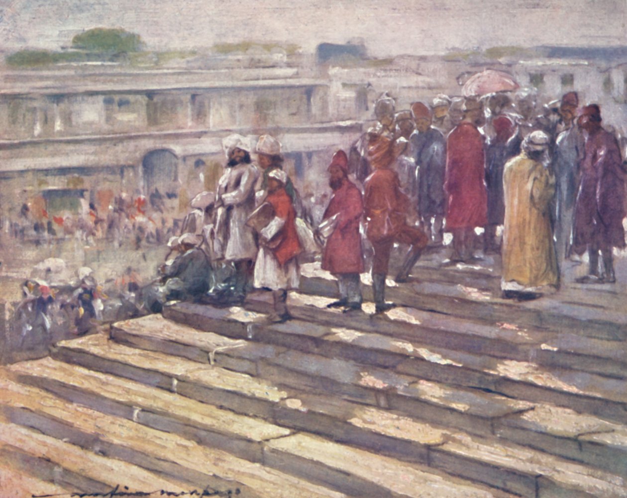 Na schodach Jumma Masjid, 1903 autorstwa Mortimer L Menpes
