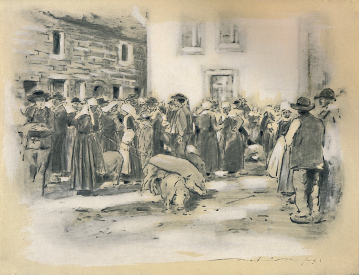 „Targ świń”, 1903 autorstwa Mortimer L Menpes