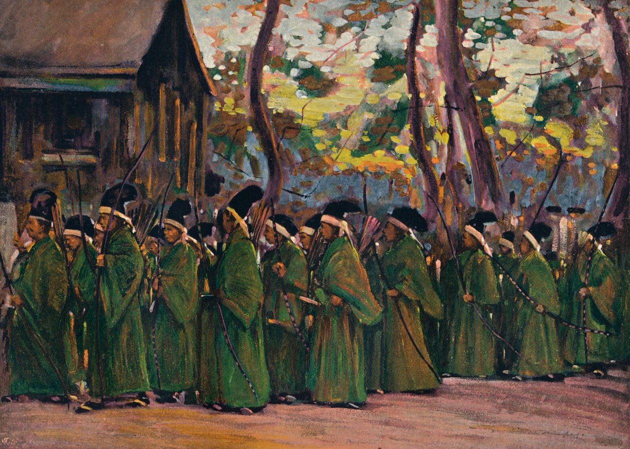 „Procesja łuczników w Kioto”, c1897 autorstwa Mortimer L Menpes
