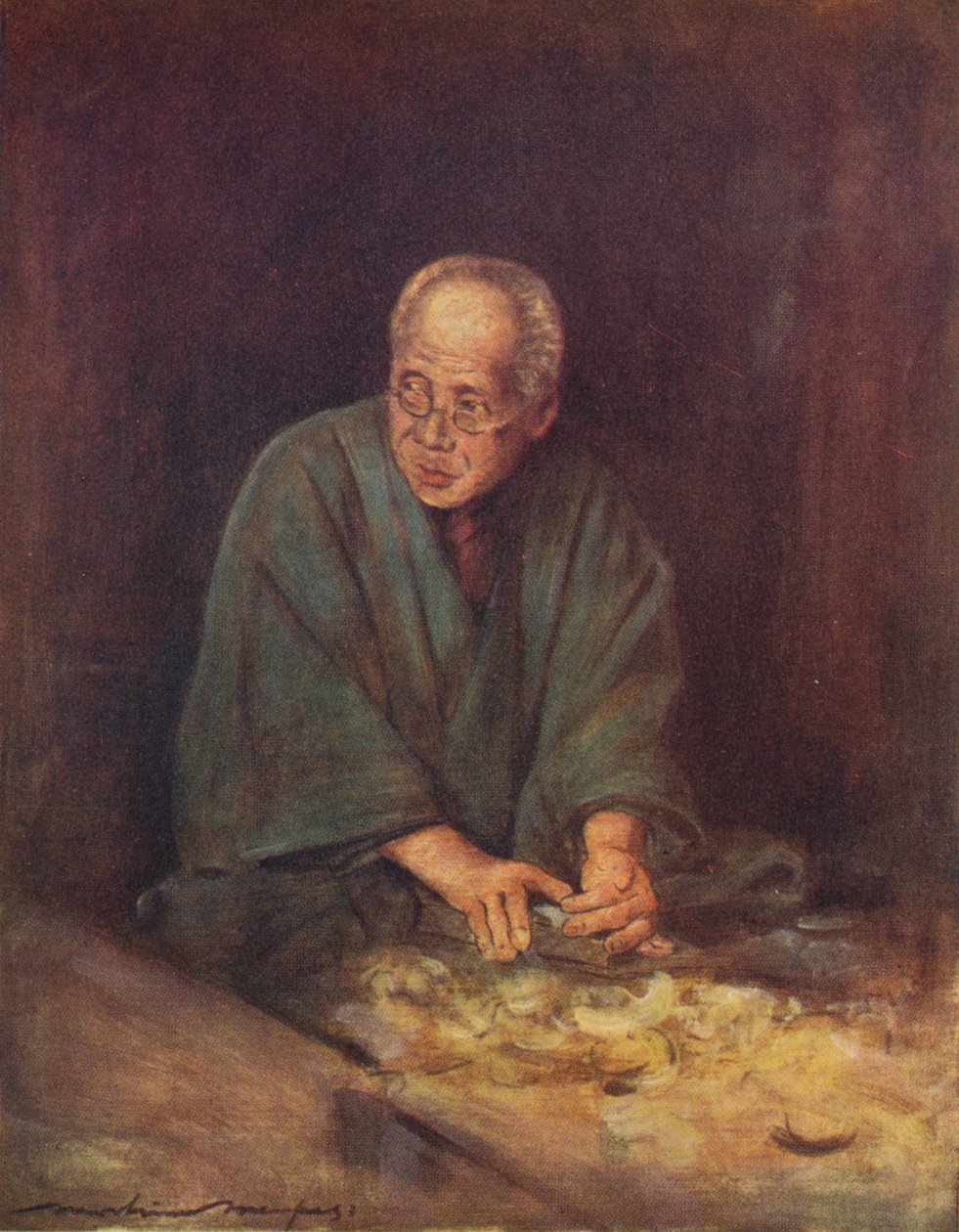 „Cieśla”, ok. 1887, 1901 r. autorstwa Mortimer L Menpes