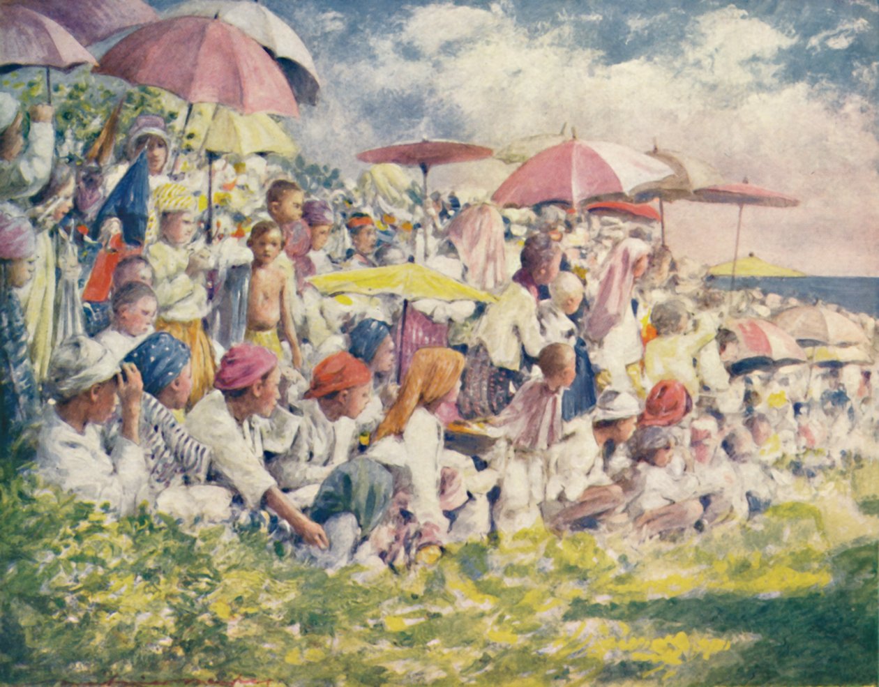 „Oglądanie wyścigu łodzi”, 1903 autorstwa Mortimer L Menpes