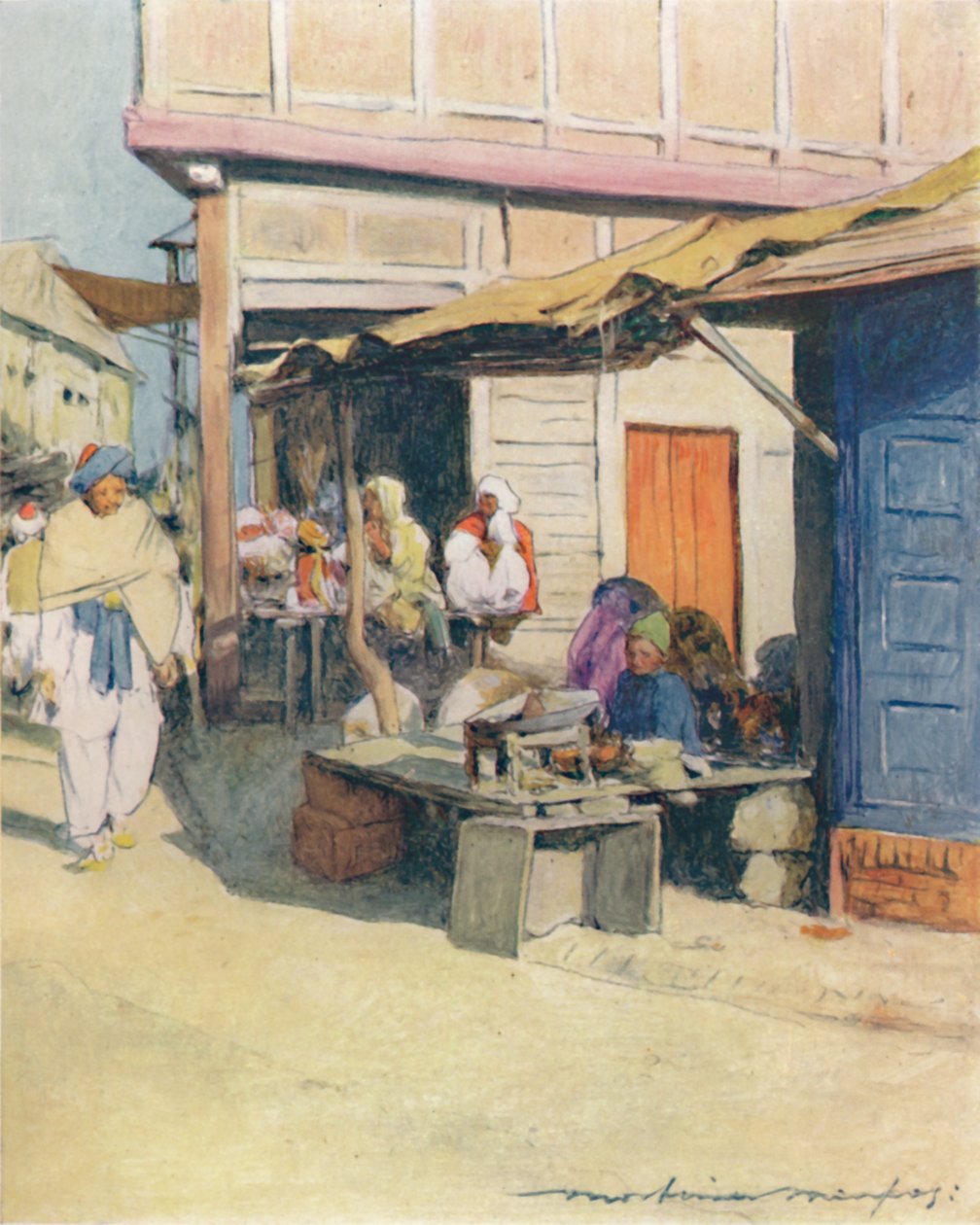 Róg ulicy, Peshawur, 1905 autorstwa Mortimer Ludington Menpes