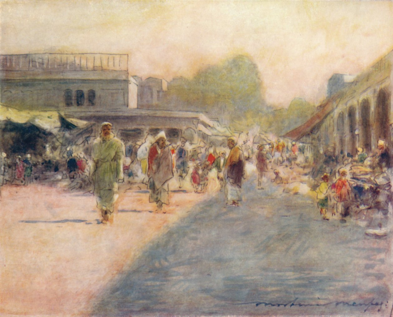 Ulica w Peshawur, 1905 autorstwa Mortimer Ludington Menpes
