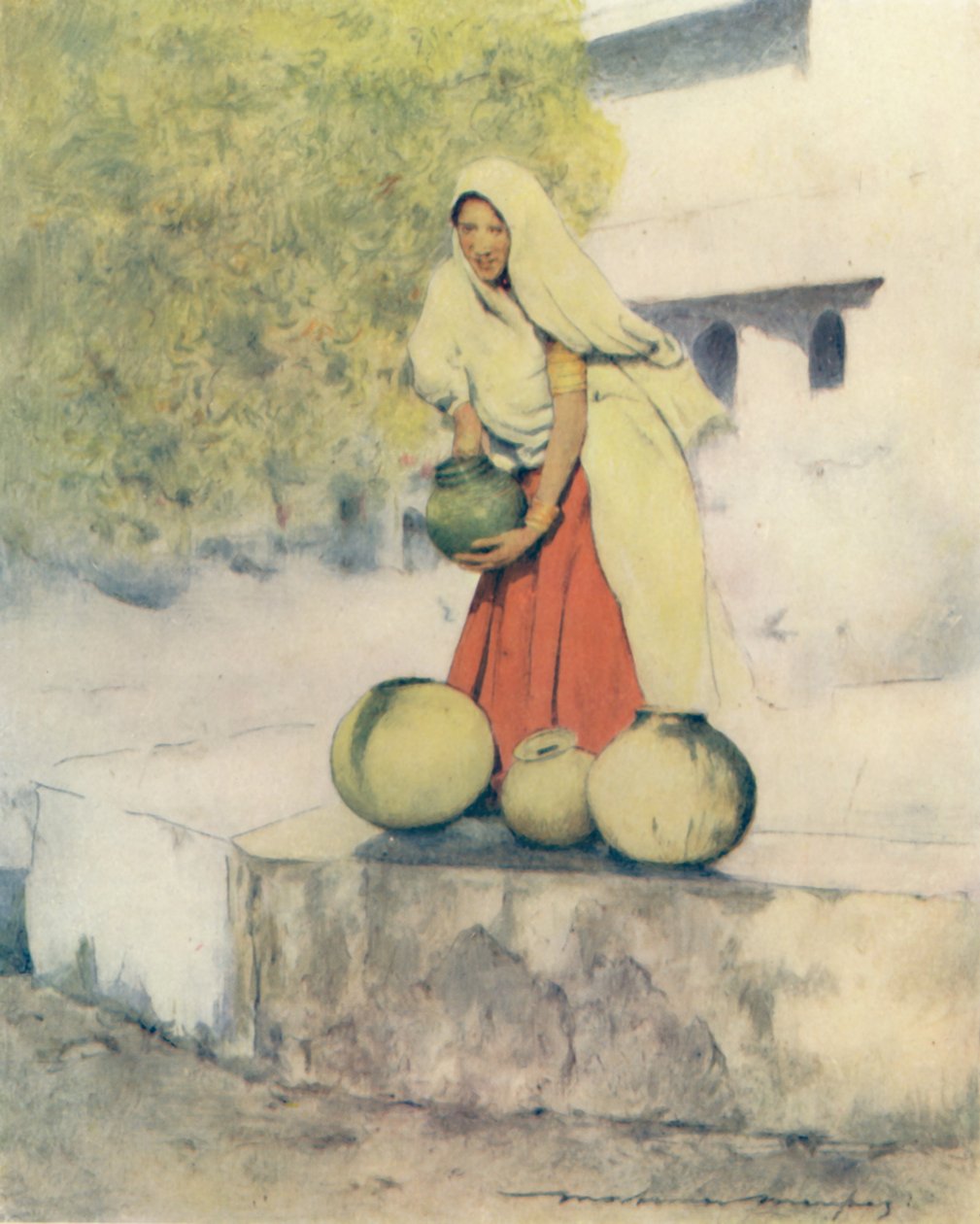 Kobieta przy studni, Jeypore, 1905 autorstwa Mortimer Ludington Menpes