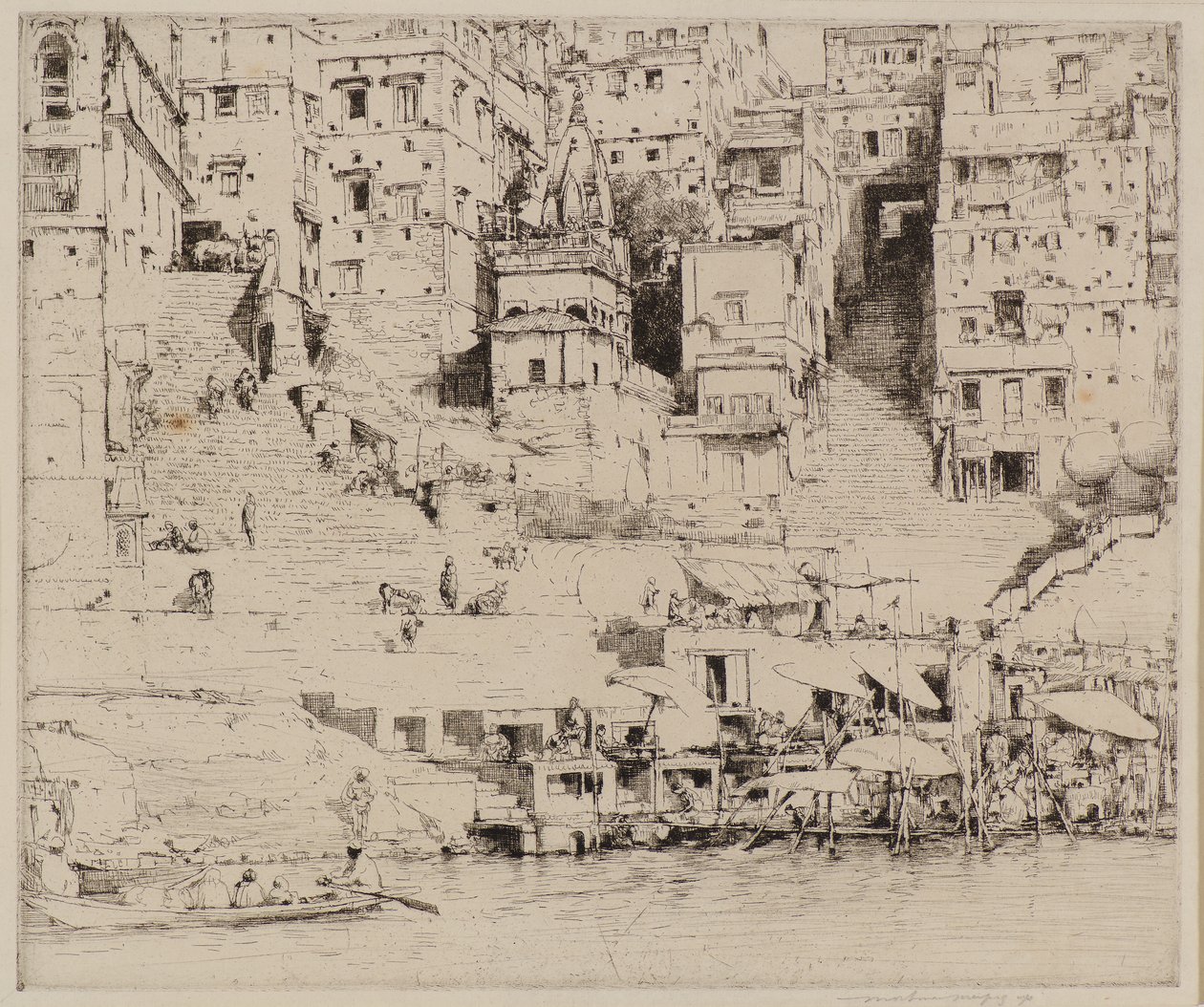 Miasto nad Gangesem (akwaforta) autorstwa Mortimer Ludington Menpes