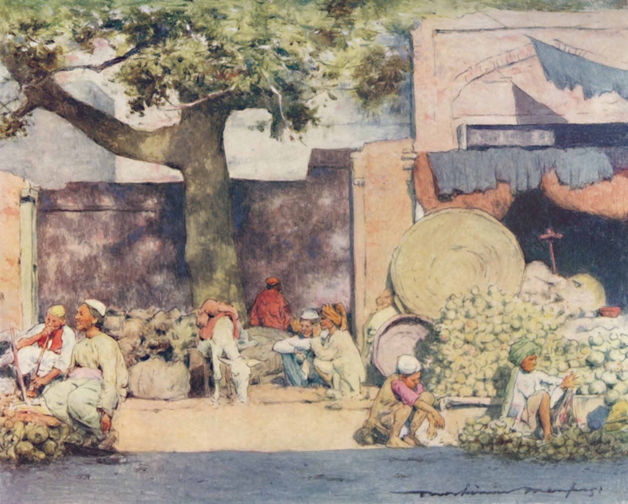Stoiska z owocami w Delhi, 1905 autorstwa Mortimer Ludington Menpes