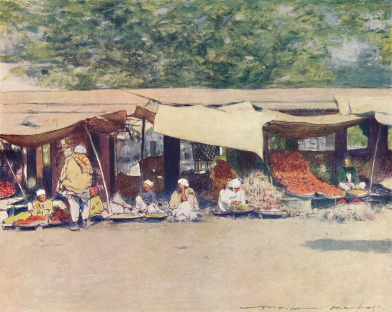 Dzień Targowy w Peshawur, 1905 autorstwa Mortimer Ludington Menpes