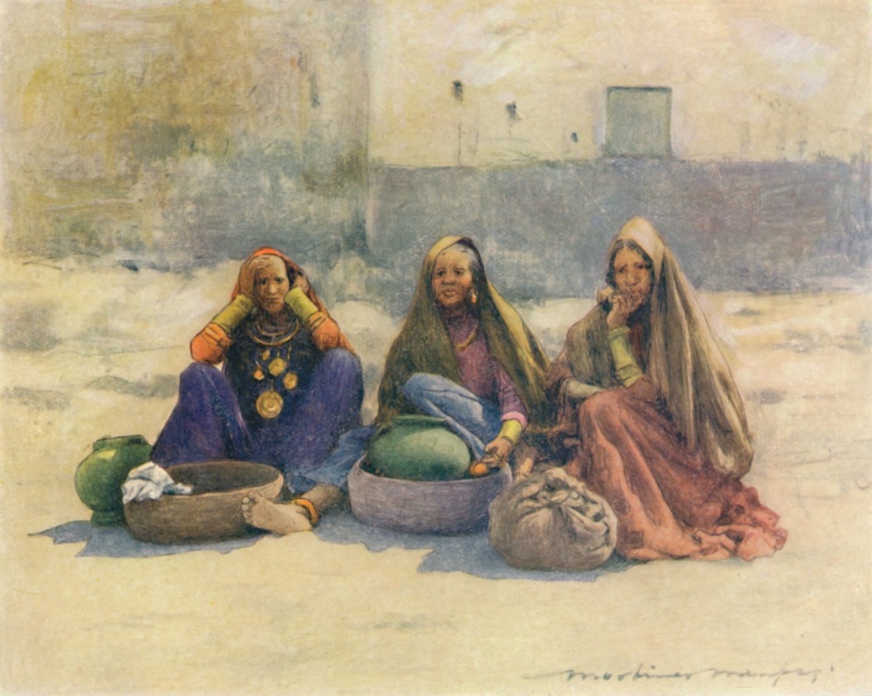 Kobiety targowe z Ajmere, 1905 autorstwa Mortimer Ludington Menpes